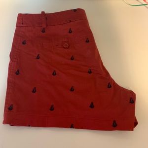 Telluride Red with Navy Sailboat Shorts Size 8